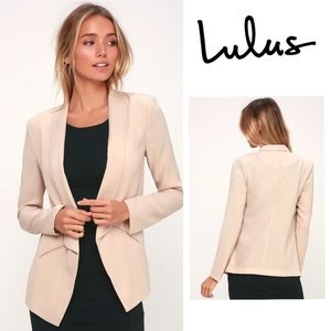 Lulu's Miss Punctuality Taupe Lightweight Blazer
